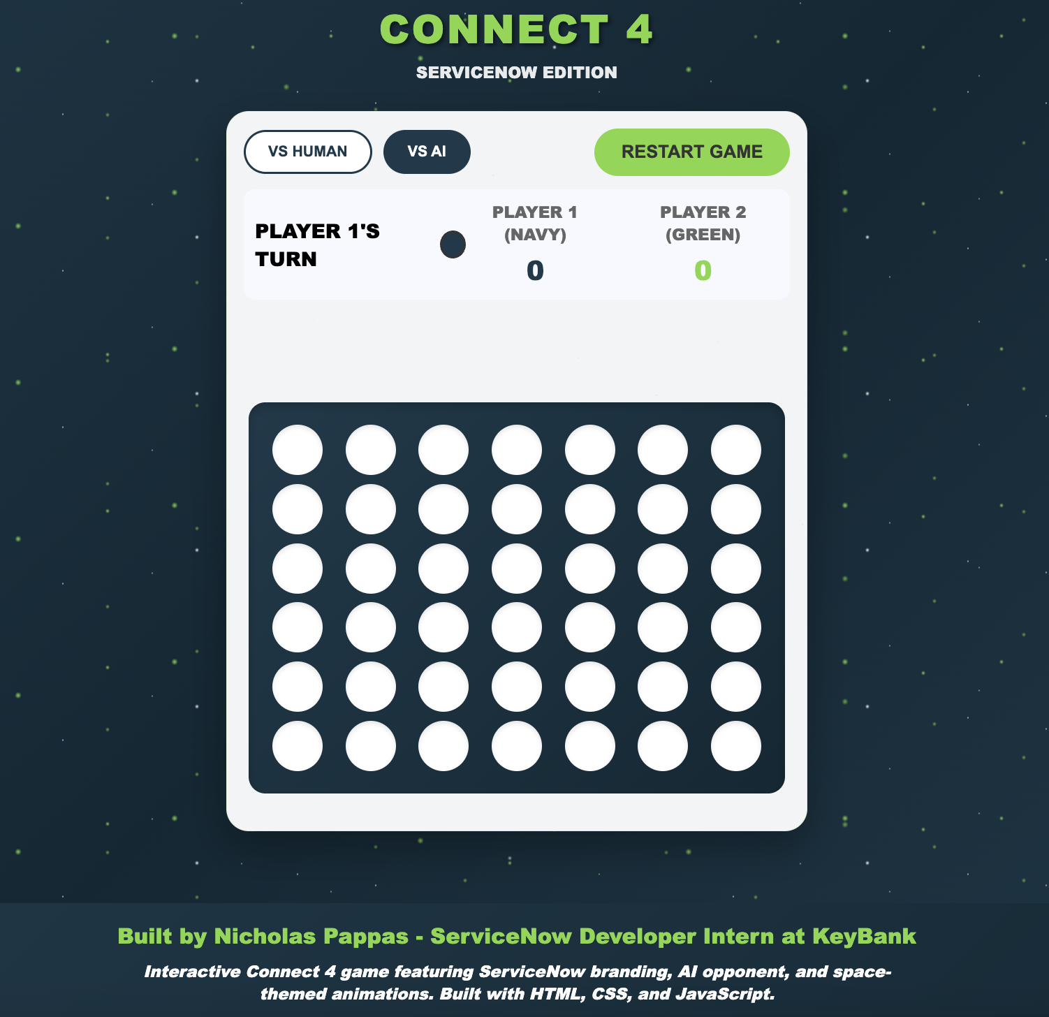 ServiceNow AI Connect4 Screenshot